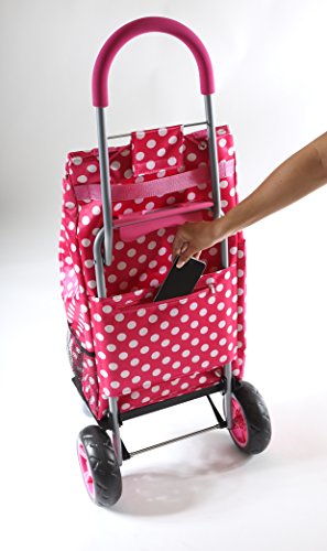 dbest products Trolley Dolly Shopping Grocery Foldable Cart Storage Mom, Pink Polka Dot - color: Pink Polka Dot, style: Cart