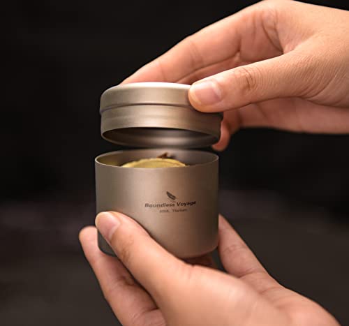 Boundless Voyage Titanium Small Tin Can Box Canister Tea Tins Coffee Tins Food Storage Container for Tea,Coffee, Herb, Candy, Chocolate, Sugar, Spices, Beans - color: Ti3208D-80ml 1pcs