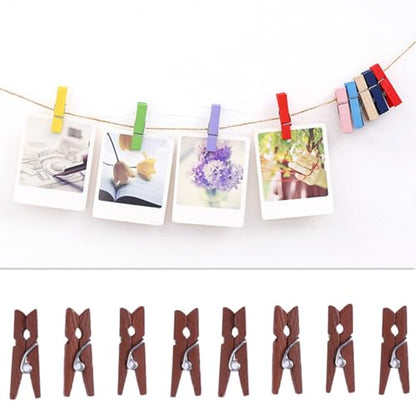 Mini Clothespins Brown 100 Pcs Heavy Duty Clothes Pin White Clothes Tiny Clothespins Wooden Brown Craft Clip Photo Clips Clothes Pins Cartoon Wooden Nail Mini White Clothes