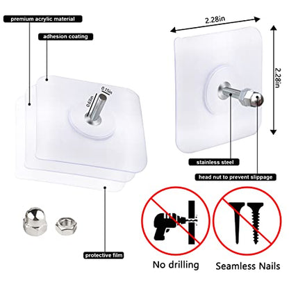 AIERSA Heavy Duty Adhesive Hooks, Wall Hooks for Hanging, Screw Free Sticker, Seamless Screws for Wall Mount, 2 in 1 Reusable, White, 20 Pcs, 16mm - color: 20 packs