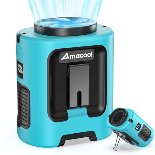 AMACOOL Mini Portable Waist Fan Clip on, Gifts for Father Him Men Dad Husband, 13000RPM Rapid-Cooling Personal Neck Fans, Wearable Shirt Belt Fan for Women Men Outdoor Work Jobsite Travel Camping - color: BLUE