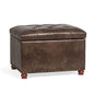 Leather Ottoman with Storage,24’’Foot Rest Ottomans with Hinged Lid Rectangle Upholstered Foot Stools Nailhead Trim for Living Room Bedroom,Brown - color: Brown