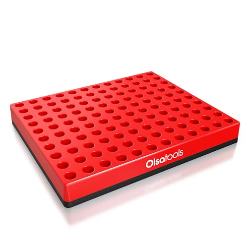 Olsa Tools Extra Large Hex Bit Organizer - Holds 120 Hex Bits - Magnetic Base Tool Organizer - Screwdriver Bit Holder for Shop and Garage - Durable Construction - Professional-Grade - Part: 1782 - color: Red, size: XL - 1pc