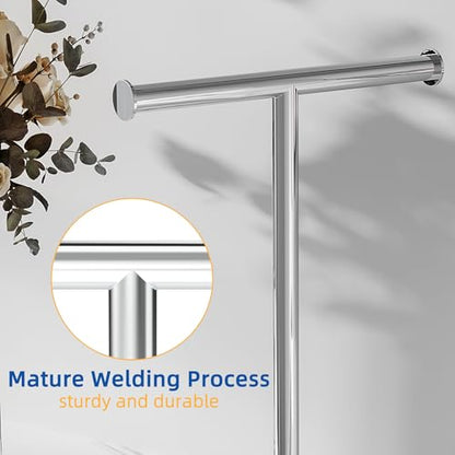 RUACQ Hand Towel Stand, 16" T-Shape Hand Towel Holder Stand for Bathroom, Kitchen and Countertop Towel Holder 304 Stainless Steel Hand Towel Rack with Weighted Base (Chrome) - color: Chrome, size: Tall - 16''