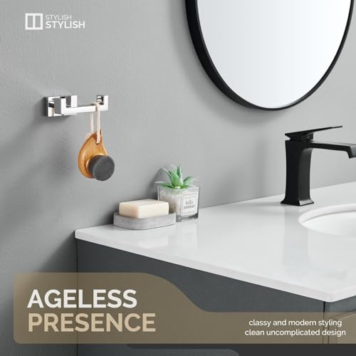 Angle Simple Bathroom Towel Hook, SUS 304 Stainless Steel Hand Towel Double Hook for Wall, Robe Coat Holder, Polished Chrome - color: Polished Chrome, size: 1 Pack