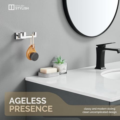 Angle Simple Bathroom Towel Hook, SUS 304 Stainless Steel Hand Towel Double Hook for Wall, Robe Coat Holder, Polished Chrome - color: Polished Chrome, size: 1 Pack