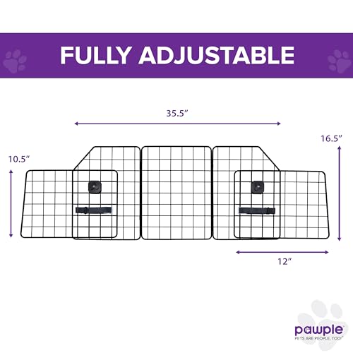 Pawple Dog Car Barrier for SUV's, Cars, Vehicles, & Trucks, Adjustable Large Pet Divider, Heavy-Duty Wire Mesh- Universal Fit - size: Updated 2025 Model