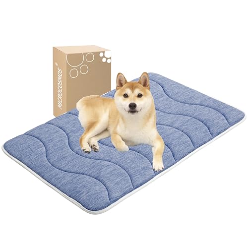 MICROCOSMOS 0.8" Thick Cooling Dog Foam Pad & Summer Pet Sleeping Mat, Machine Washable, Materials Safe, Portable Flat Pet Bed for Dogs.(Navy Blue, 36" x 23") - color: Navy Blue, size: 36"L x 23"W x 0.8"Th