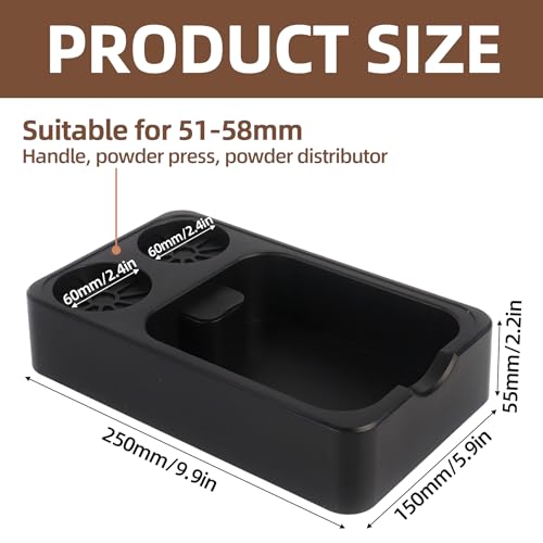 Espresso Tamping Station with Knock Box, 3-in-1 ABS Coffee Tamper Station Organizer for 51/54/58mm Tamper for Home Cafe Office, Black