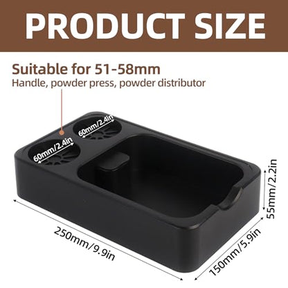 Espresso Tamping Station with Knock Box, 3-in-1 ABS Coffee Tamper Station Organizer for 51/54/58mm Tamper for Home Cafe Office, Black