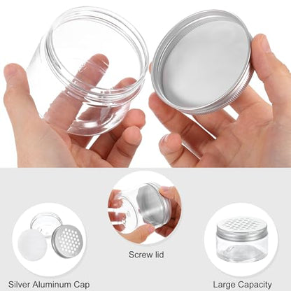 HARFINGTON 8 Pcs Empty Scent Beads Storage Container 3.4oz/100ml Air Freshener Tins Round Refillable Spice Containers Plastic Jars Sample for Travel Storage - size: 100ml