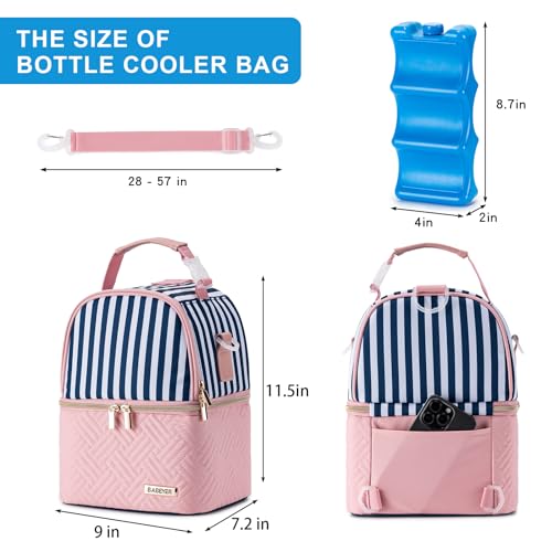 Breastmilk Cooler Bag with Ice Pack Fits 6 Baby Bottles up to 9 Ounce, Breast Milk Pump Cooler Bag with Shoulder Strap for Nursing Mom Daycare, Work, Travel- Straps - color: Straps