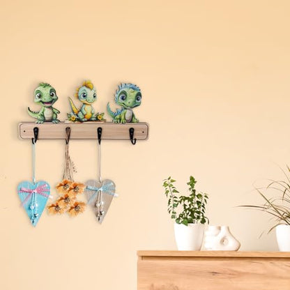 Dog Leash Holder for Wall Mount, Farmhouse Wooden Dog Claw Hooks, Paws Key Rack Accessories for Rustic Home Decor (Dinosaur) - size: dinosaur