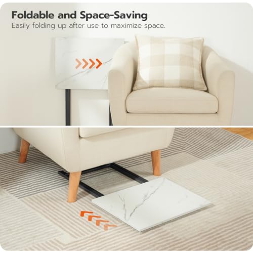 HOOBRO Folding TV Tray Tables, Set of 4 TV Trays with Storage Rack, Industrial Side Table for Eating at Couch, Foldable Snack Table for Small Space, Easy Assembly, White and Black BW50BZ01 - color: White + Black