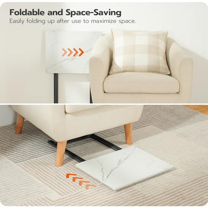 HOOBRO Folding TV Tray Tables, Set of 4 TV Trays with Storage Rack, Industrial Side Table for Eating at Couch, Foldable Snack Table for Small Space, Easy Assembly, White and Black BW50BZ01 - color: White + Black