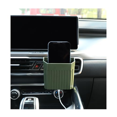 Car Air Vent Organizer, Self-Adhesive Vehicle Dashboard Storage Box Organizer with Hook for Coins Keys Sunglasses, Multi-Functional Auto Air Vent Cell Phone Holder, Universal Fit (Green) - color: Green