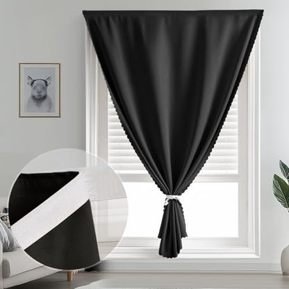 Self Adhesive Curtains - No Drilling, No Rod, Easy to Install Blackout Curtains for Window Blinds,Bedroom(Black 35 * 59in-1P) - color: Black, size: 35"W x 59"L (Pack of 1)
