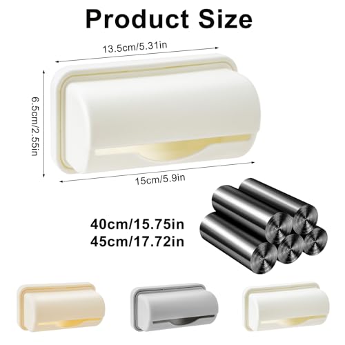 3 Pcs Fine Liner Trash Bag Holder Dispenser, Wall Mounted Plastic Bag Organizer with Trash Bags 100 Counts, Garbage Bag Holder Under Sink for Bottom of Can for Kitchen Cabinet