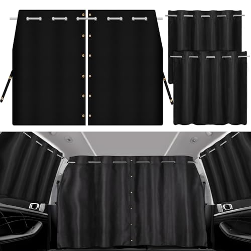 XCBYT Car Privacy Divider Curtains (3-Pack), Rigid Rod-Mounted Total Blackout Set - No Sag, No Strings - Rear Seat Divider & Side Window Shades for Car Camping, Baby Naps - color: Full Set 3-Pack(Divider+Sides)