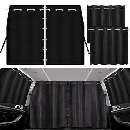 XCBYT Car Privacy Divider Curtains (3-Pack), Rigid Rod-Mounted Total Blackout Set - No Sag, No Strings - Rear Seat Divider & Side Window Shades for Car Camping, Baby Naps - color: Full Set 3-Pack(Divider+Sides)