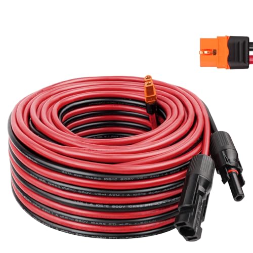 MOOKEERF Solar to XT60i Cable 10AWG 50FT Solar Panel to XT60i Adapter Connector XT60i-F Extension Cable for Portable Power Station Solar Generator - size: 50FT