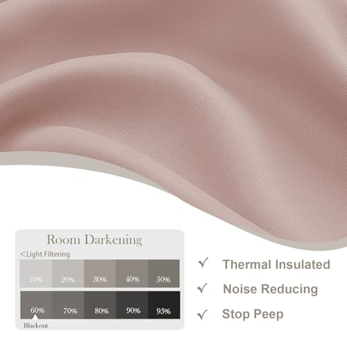 Gwine Valentine's Day Blush Pink Blackout Curtains 96 Inch Length, Room Darkening Energy Saving Black Out Curtains for Living Room, Window Treatment Drapes with Rod Pocket, Each 40" Wx96 L, 2PCS - color: Blush Pink, size: 40"W x 96"L (Pack of 2)