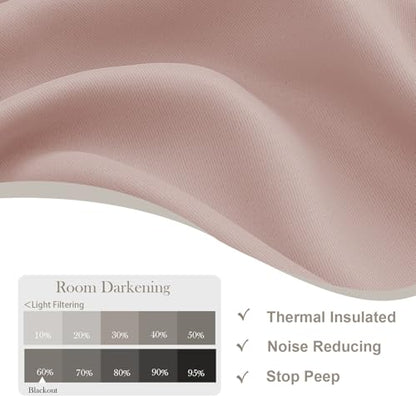 Gwine Valentine's Day Blush Pink Blackout Curtains 96 Inch Length, Room Darkening Energy Saving Black Out Curtains for Living Room, Window Treatment Drapes with Rod Pocket, Each 40" Wx96 L, 2PCS - color: Blush Pink, size: 40"W x 96"L (Pack of 2)