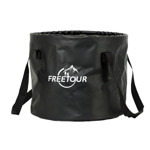 Baiao Collapsible Bucket 5 Gallon, Portable Collapsible Bucket with Handle, Folding Water Container for Fishing Camping Beach Hiking Home Travel Car Washing(Black 20L) - color: Black