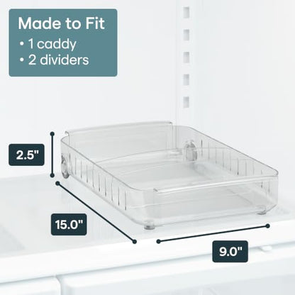YouCopia RollOut Fridge Caddy BPA-Free Clear Rolling Refrigerator Organizer Bin with Adjustable Dividers and Handles, 9" Wide - size: 9" Wide
