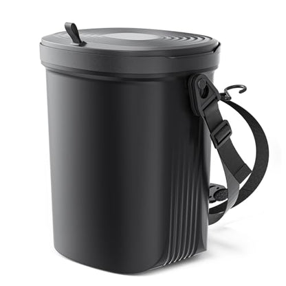 Waretary Trash Can for Car Garbage: Leakproof Silicone Car Waste Bin w/Lid for Drivers and Passengers; 2 Gallon Garbage Container for Vehicle, Sedan, SUV, Van, MPV & Truck (Black) - color: Black