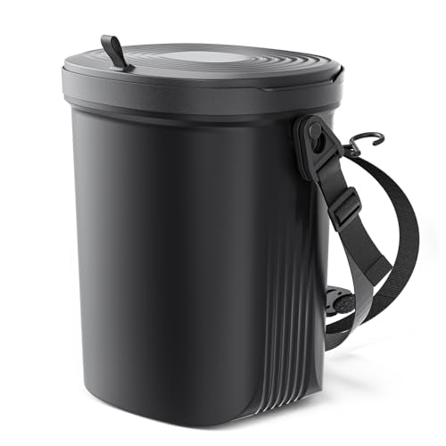 Waretary Trash Can for Car Garbage: Leakproof Silicone Car Waste Bin w/Lid for Drivers and Passengers; 2 Gallon Garbage Container for Vehicle, Sedan, SUV, Van, MPV & Truck (Black) - color: Black