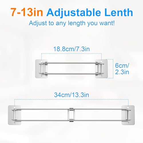 songsoso 2 Pack RV Shower Corner Storage Bar, Camper Shower Caddy, 7–13 Inches Adjustable Bathroom Organizer, Stainless RV Wall Accessories