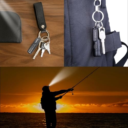 Rechargeable Keychain Flashlights, 650 High Lumens EDC Pocket Flashlights, Mini Flashlight Be Used for Camping Outdoors Emergency（Black） - color: Black