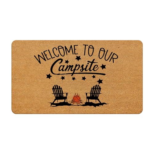 Welcome Camping Coir Door mats Rug, Rv Camping Accessories, Rv Furniture Outdoor Patio Mat 17x30 - color: Campsite