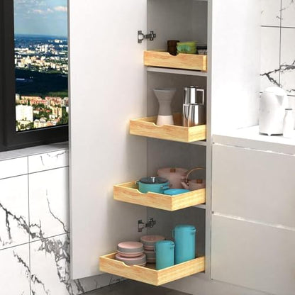Pull Out Drawers for Kitchen Cabinets, Fully Assembled Wood Cabinet Pull Out Drawer, Pull Out Cabinet Organizer, Fast and Easy DIY Installation, 16”W x 21”D - size: 16”W x 21”D