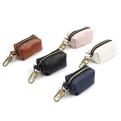 Travel Outdoor Protable Dog Poop Bag Dispenser PU Leather Pouch Pet Puppy Cat Pick Up Poop Bag Holder Garbage Waste Bags Organizer - Waterproof and wear resistant (Coffee)