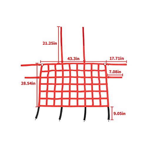 JeCar for Jeep Rear Seat Divider Net, Mesh Cargo Net Dog Car Barrier for 2007-2021 Jeep Wrangler JK JL Gladiator JT 2DR 4DR (Red) - color: Red
