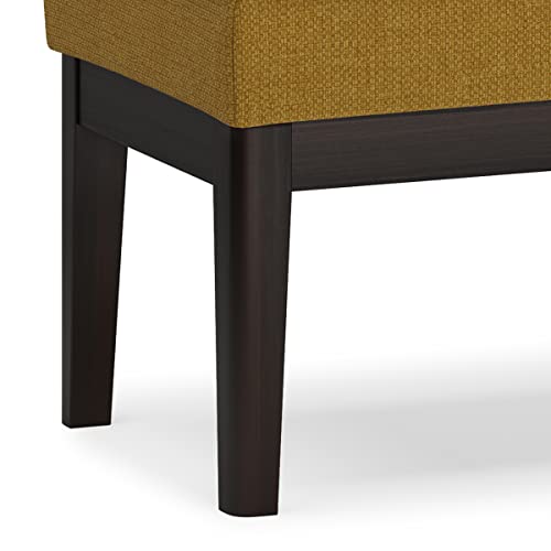 SIMPLIHOME Carlson Ottoman Bench - 45 inch Wide Upholstered Vegan Leather Rectangle Ottoman in Marigold, Mid Century Modern Bench for Bedroom, Entryway or Living Room with Padded Seat - color: Marigold, style: Ottoman Bench