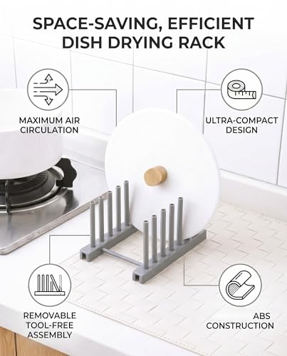 Rengue Plate Organizer, Dish Drying Rack Removable Plate Stand 6.7x4.7x3.7 Inches ABS Plastic Space Saving for Small Kitchen Countertops Gray - color: Gray