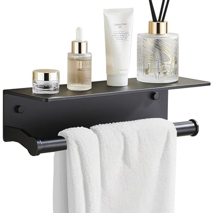 Black Paper Towel Holder Wall Mount with Thickened Shelf for Bathroom,Matte Black Adhesive Hand Towel Holder,Bathroom Kitchen RV - color: Black Thk