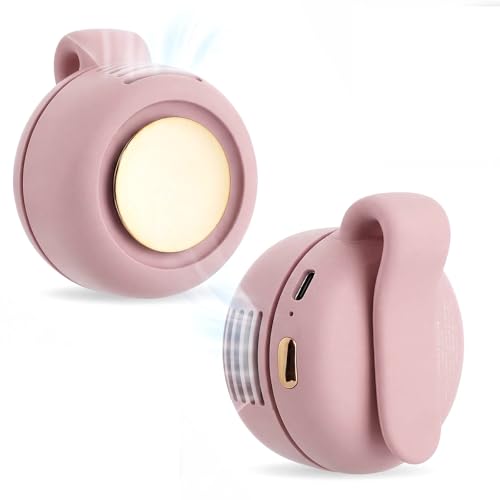 Small Clip Fan, Personal Waist Fans,Portable Silent Mini Bladeless Fan Clip On for Shirt ,Hands-Free Personal Clip Fans 3 Speeds,Clips on Waist Neck Fanes for Outdoor,Camping,Travel,Office (Pink) - color: Pink