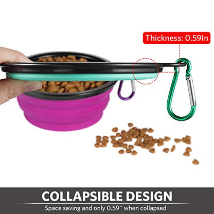 ME.FAN Collapsible Dog Bowl for Travel (12oz), 6 Pack Portable Pet Bowl with Carabiners, Foldable, Expandable