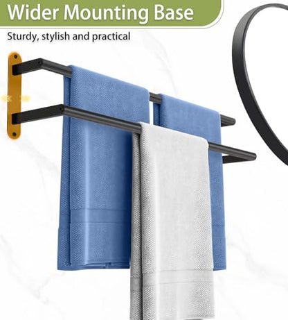 Towel Racks for Bathroom, Double Towel Bar 24Inch, Stainless Steel Bathroom Towel Holder, Double Towel Rod Wall Mounted Towel Hanger, Bathroom Towel Rack(Matte Black) - size: 24 Inch
