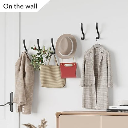 saffruff Wall Mount Coat Hooks, Heavy Duty Metal Hooks for Hanging Clothes, Backpack, Bag,Towel & Jacket, Strong 30 lbs Hold Closet Hanger, Black 4 Pack - color: Black, size: 4 Pack