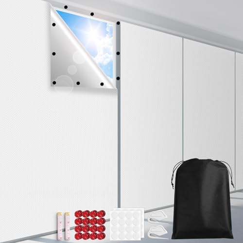 FADOTY Blackout Curtains for Bedroom, Portable 100% Black Out Window Cover Film, Cuttable Blackout Shades Fabric Sheet, No Drill Window Blinds, Sun Heat Light Blocker for Travel Media Dorm, 57'' W - color: White, size: 57"W x 118"H (Pack of 2)