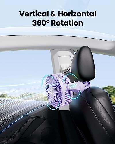Gaiatop Mini Electric Fan with 360 Rotation, 5.5mm Gaps, Rechargeable Battery, 3 Speeds, Purple - color: purple