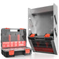 Hanging Tote Kit for Van Shelving Storage, Work Van Organizers and Storage Boxes, 3 Small Parts Tool Box Organizer 63 Compartments and 1 Metal Hanging Organizer Holder, Van Shelf Accessories