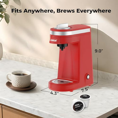 CHULUX Mini Coffee Maker for K Capsule, Single Serve Coffee Maker for One Cup Americano, Lightweight Pod Coffee Machine, Red - color: Red