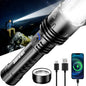Flashlight 2000 High Lumens, Rechargeable Zoomable LED Tactical Flashlight with Ignition Lens, Emergency Flashlight for Camping Home Security, 5 Modes Waterproof Handheld Flashlights - color: Black