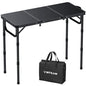 VINTEAM Tri-Folding Camping Table with 3 Adjustable Heights, Lightweight Portable Outdoor Picnic BBQ Table, Black Aluminum Folding Grill Table for Camping, RV, Beach, Fishing & Backyard - style: 3-Fold MDF Tabletop